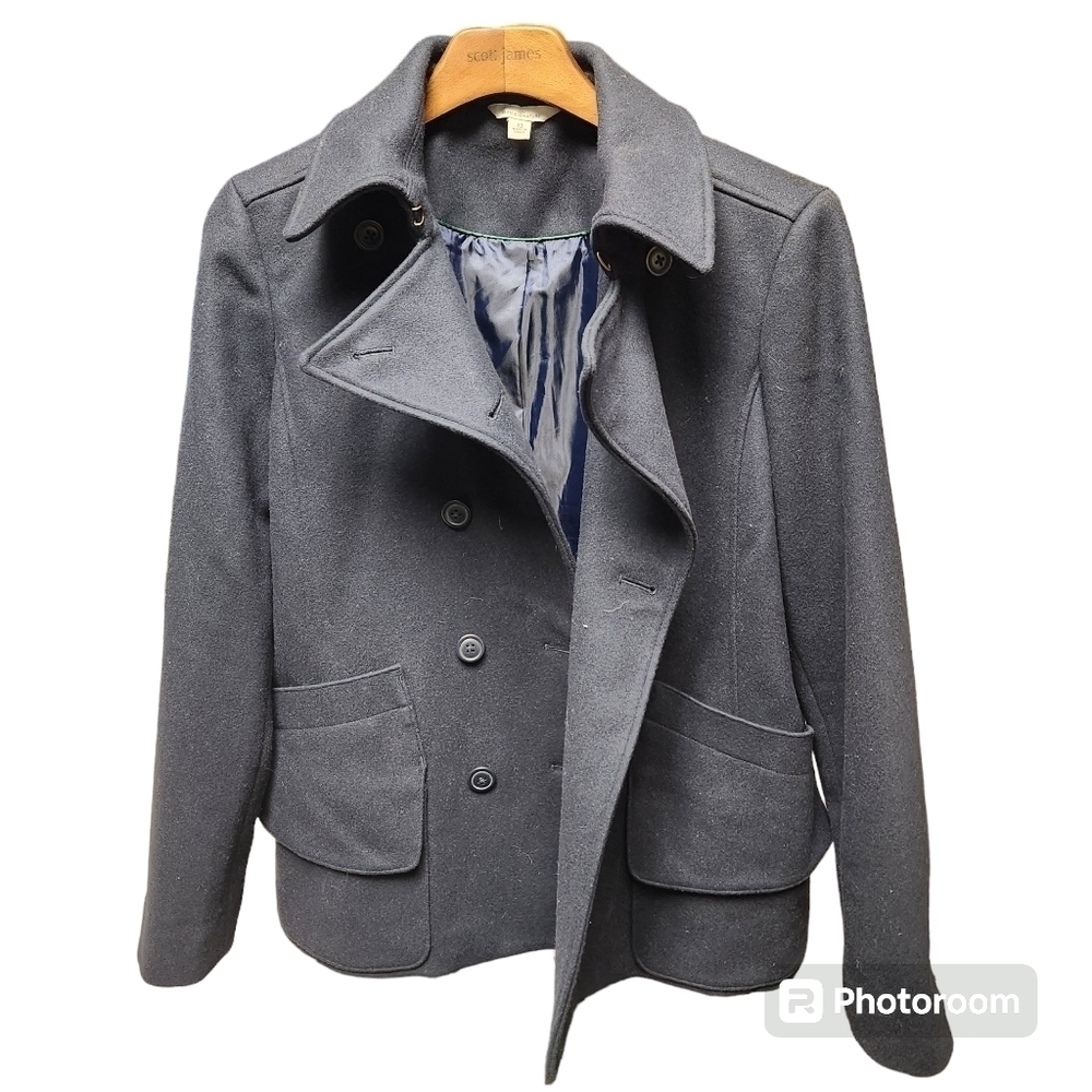 LL Bean Signature Wool Peacoat Sz. 12 Navy - Picture 2 of 14